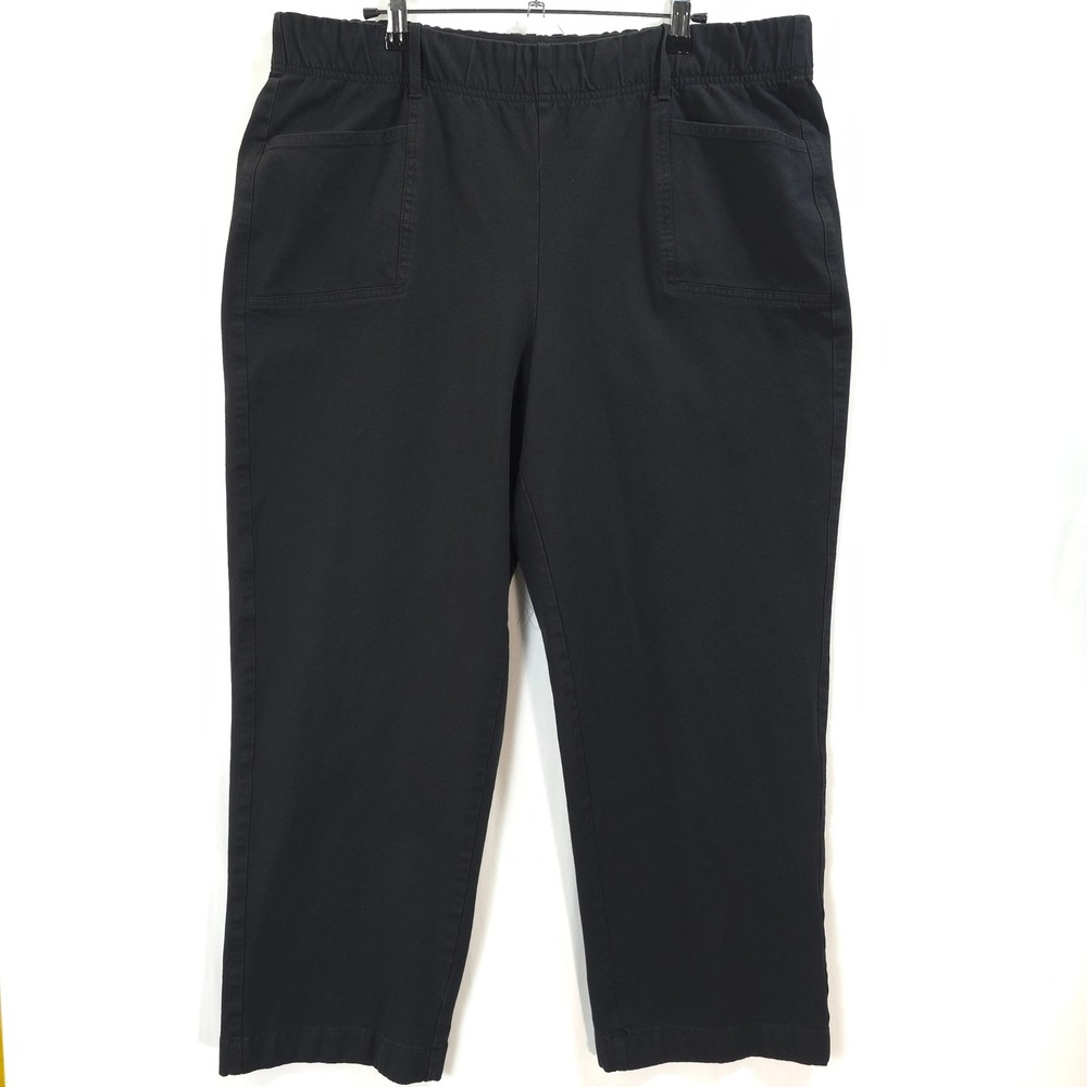 Any Body Pants Women L Elastic Waist Pull On Stretch Black Minimalist Office
